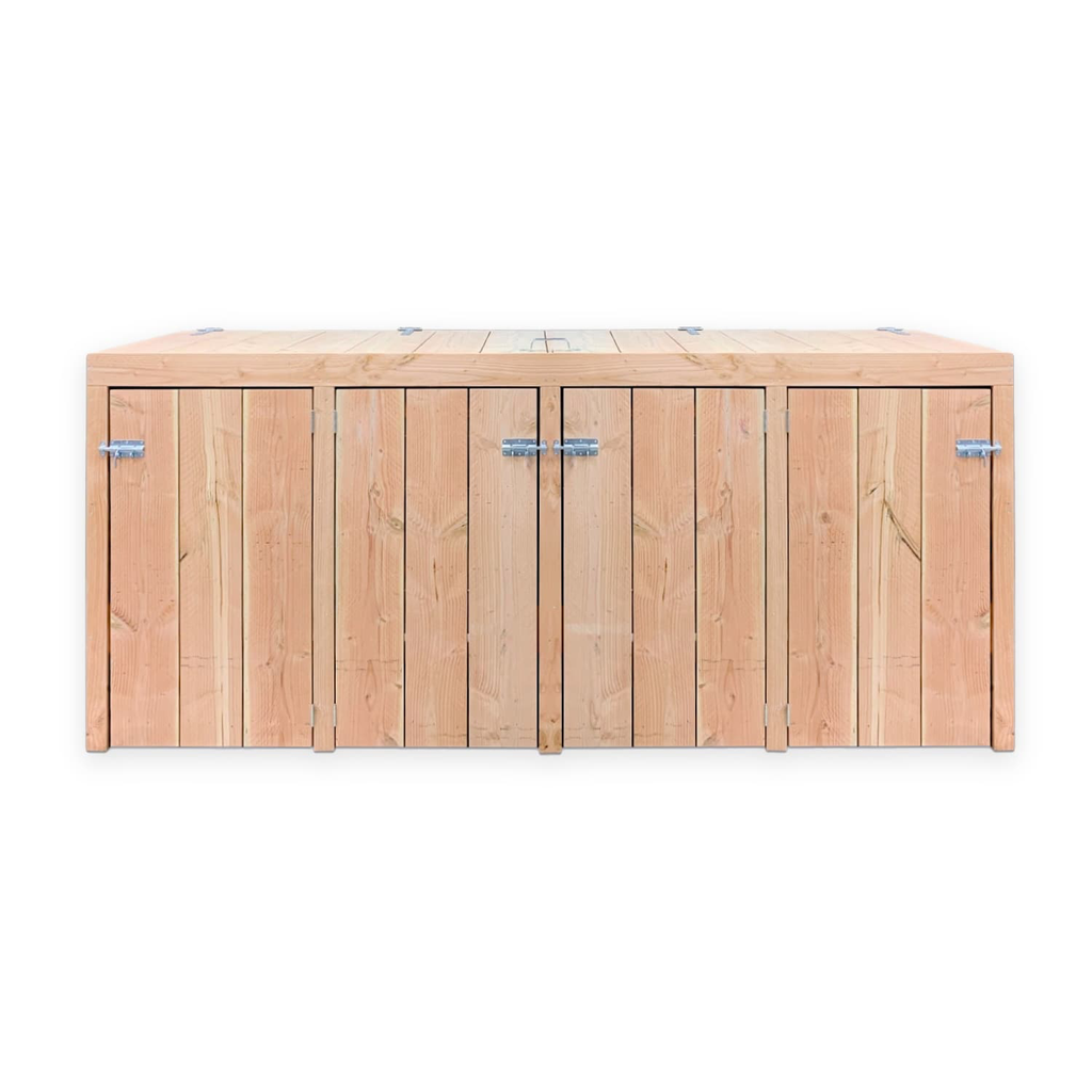 [KOD4-1] Kliko Ombouw Douglas 4 (4 x 140 Liter, Achterkant Open, Deuren Naturel, Geen gasdrukveren)