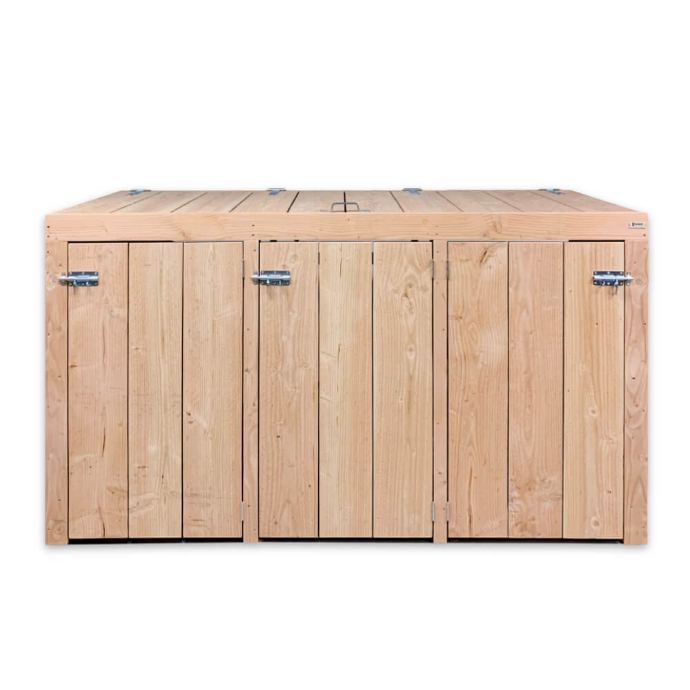 [KOD3-1] Kliko Ombouw Douglas 3 (3 x 140 liter, Achterkant open, Deuren naturel, Geen gasdrukveren)